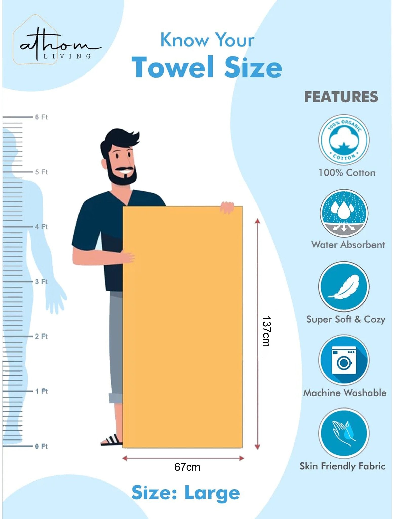 Green & Orange Popcorn Textured Solid Bath Towel (Pack of 2) by Athom Living - Athom Living