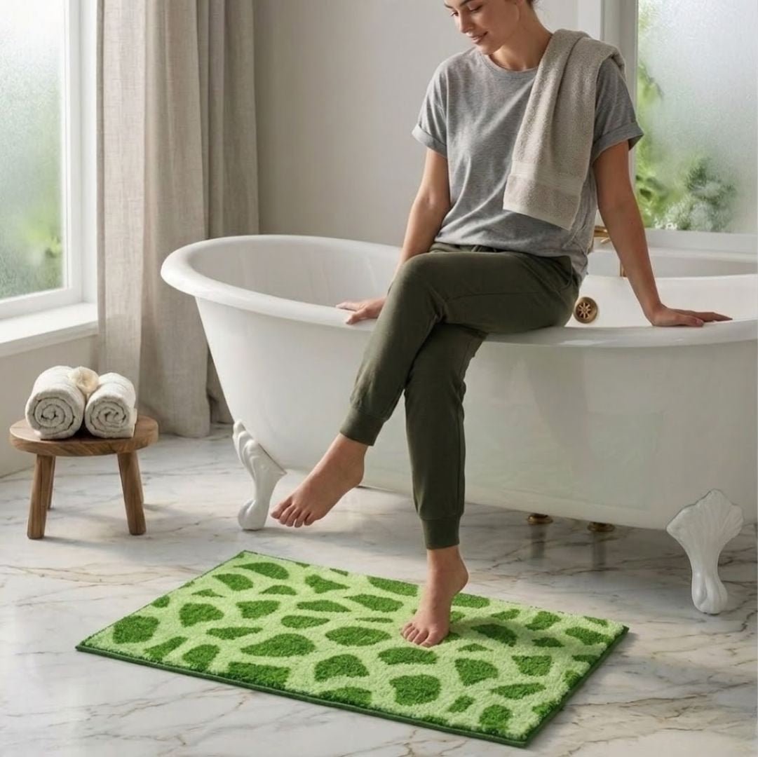 Green Patches Micro Designer Soft Anti Slip Bath Mat by Athom Living - Athom Living