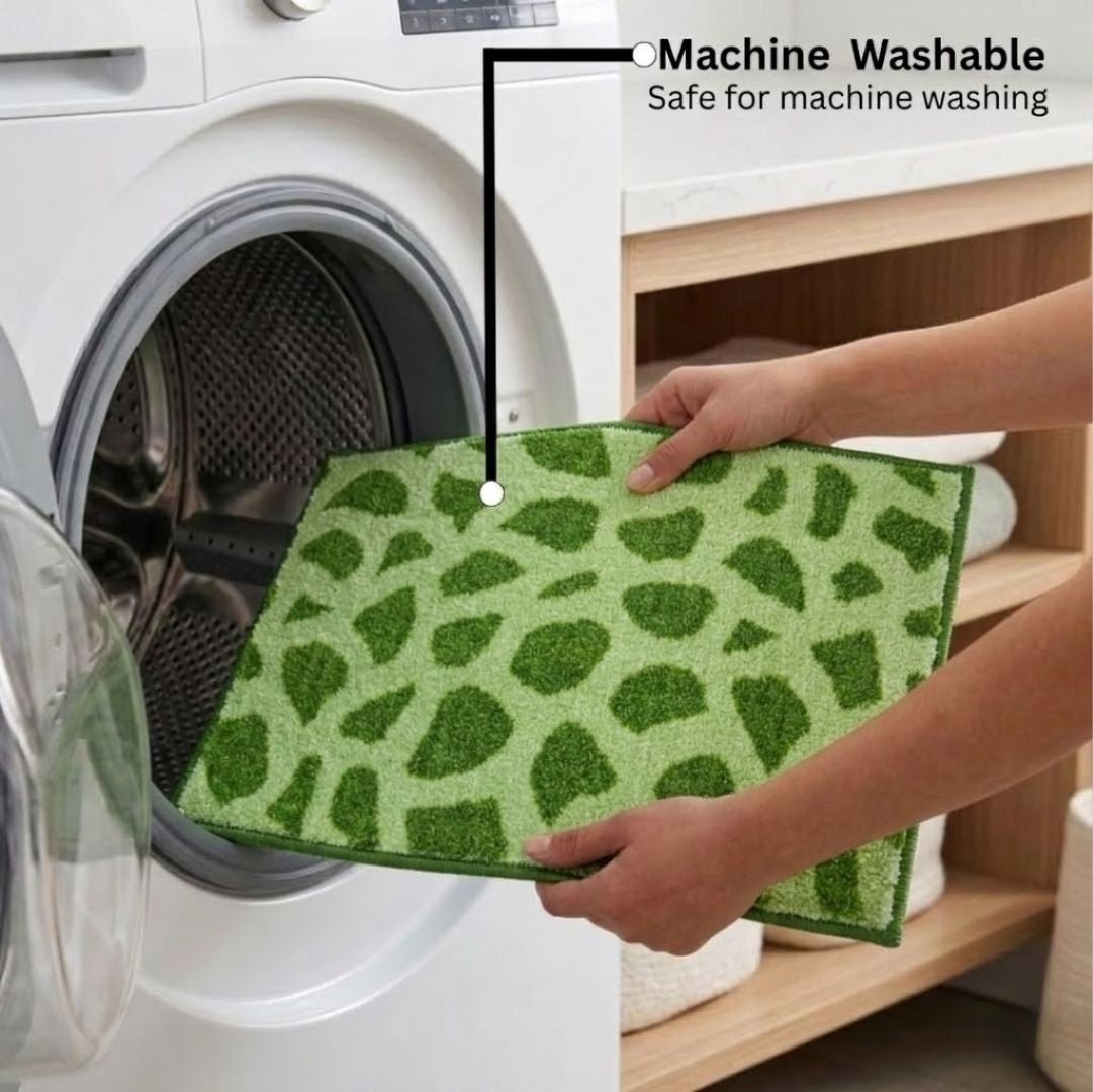 Green Patches Micro Designer Soft Anti Slip Bath Mat by Athom Living - Athom Living