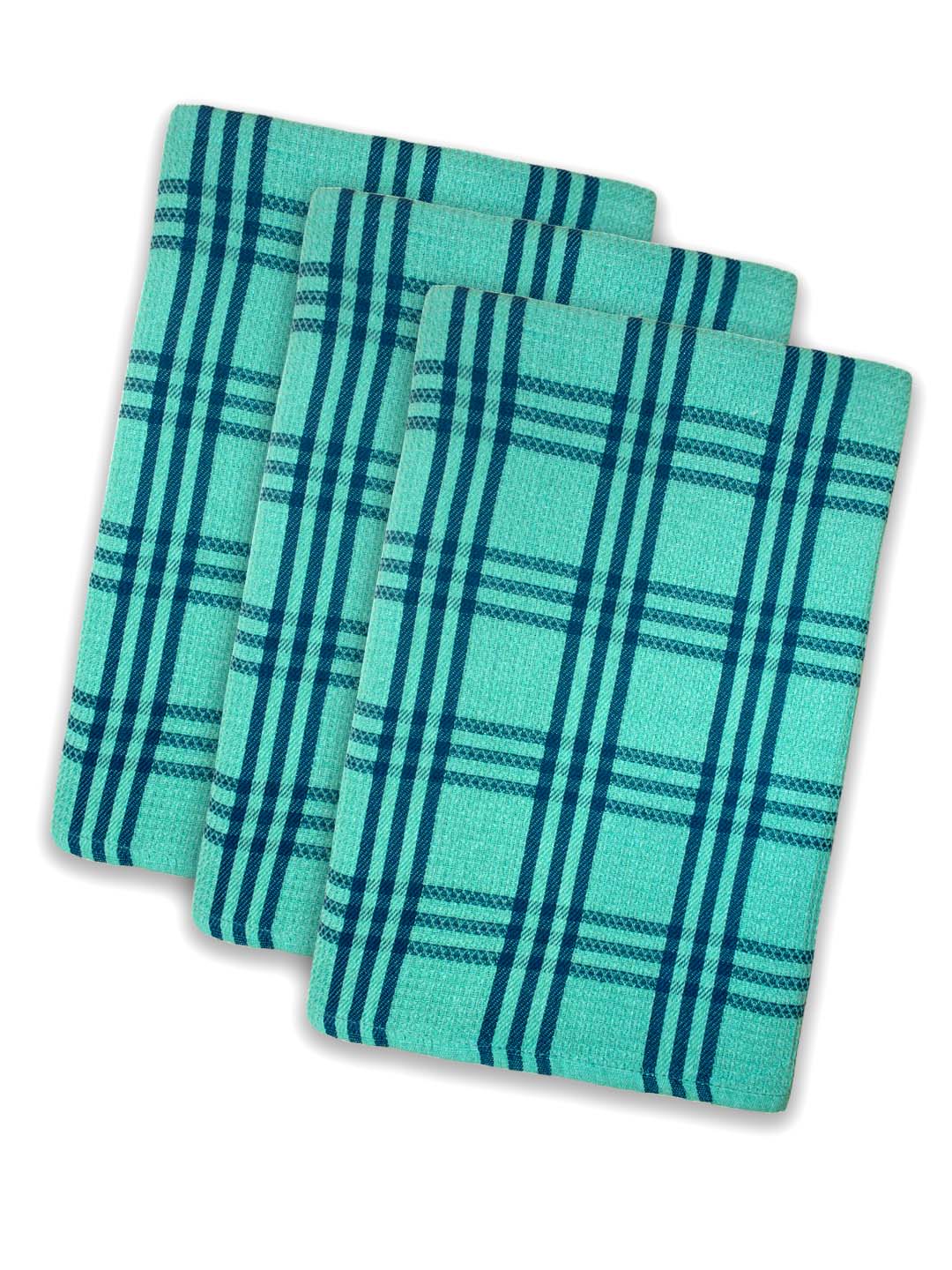 Green Premium Waffle Cotton Bath Towel (Pack of 3) by Athom Living - Athom Living