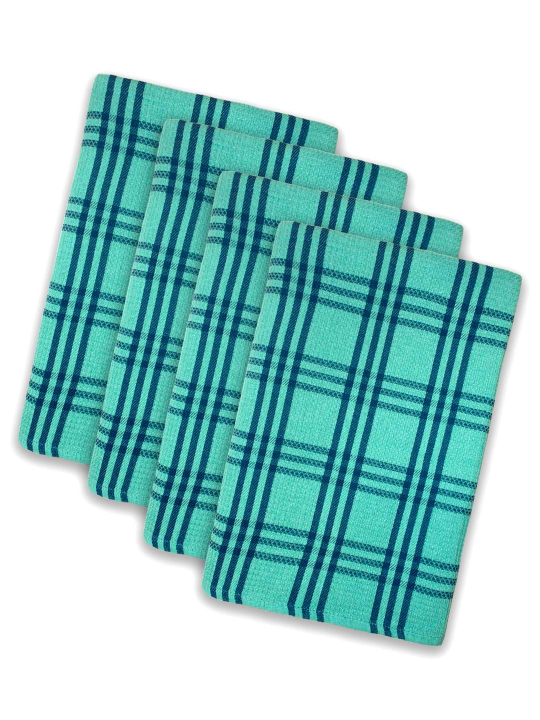 Green Premium Waffle Cotton Bath Towel (Pack of 4) by Athom Living - Athom Living