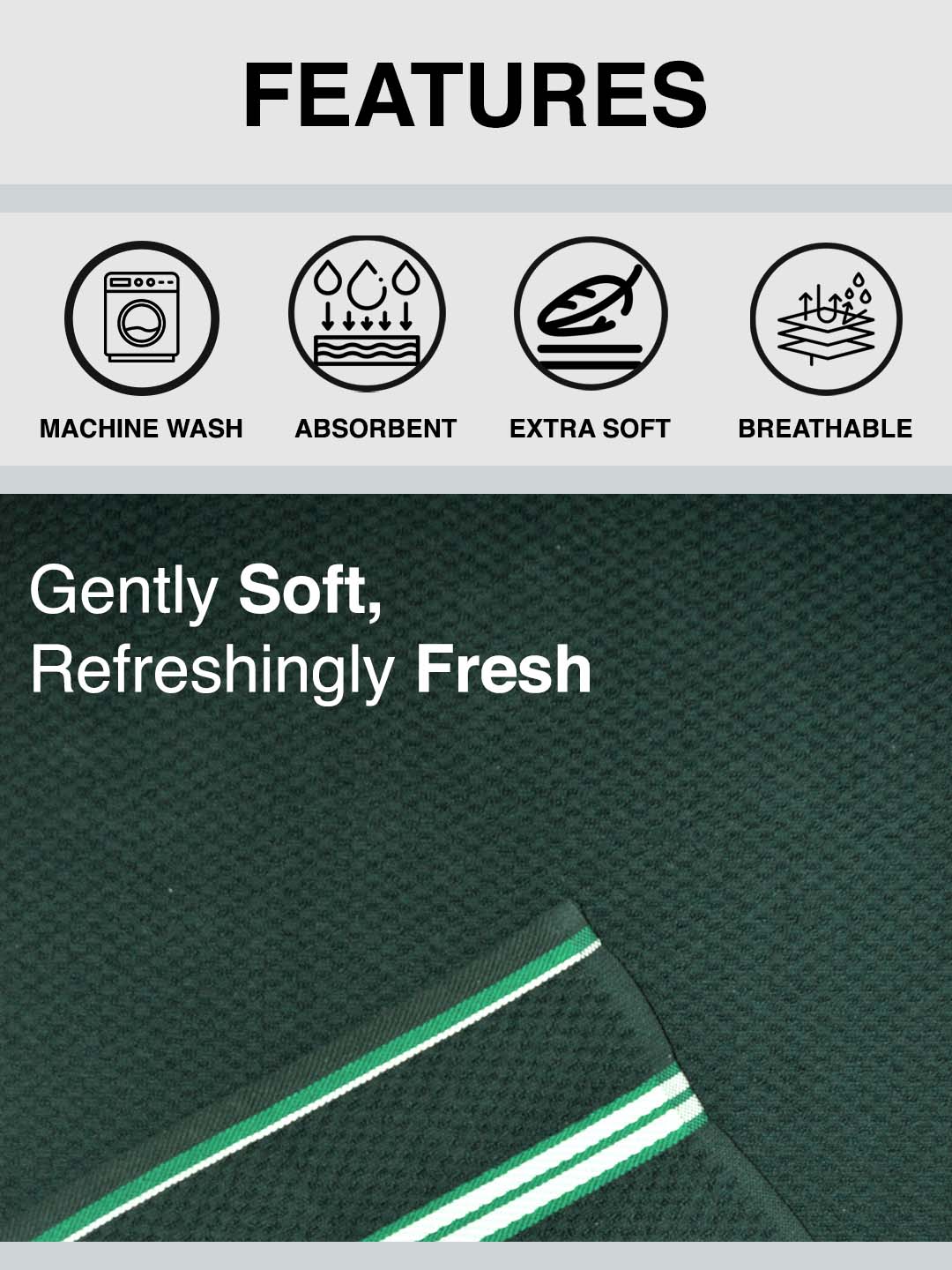 green cotton bath towel hand towel