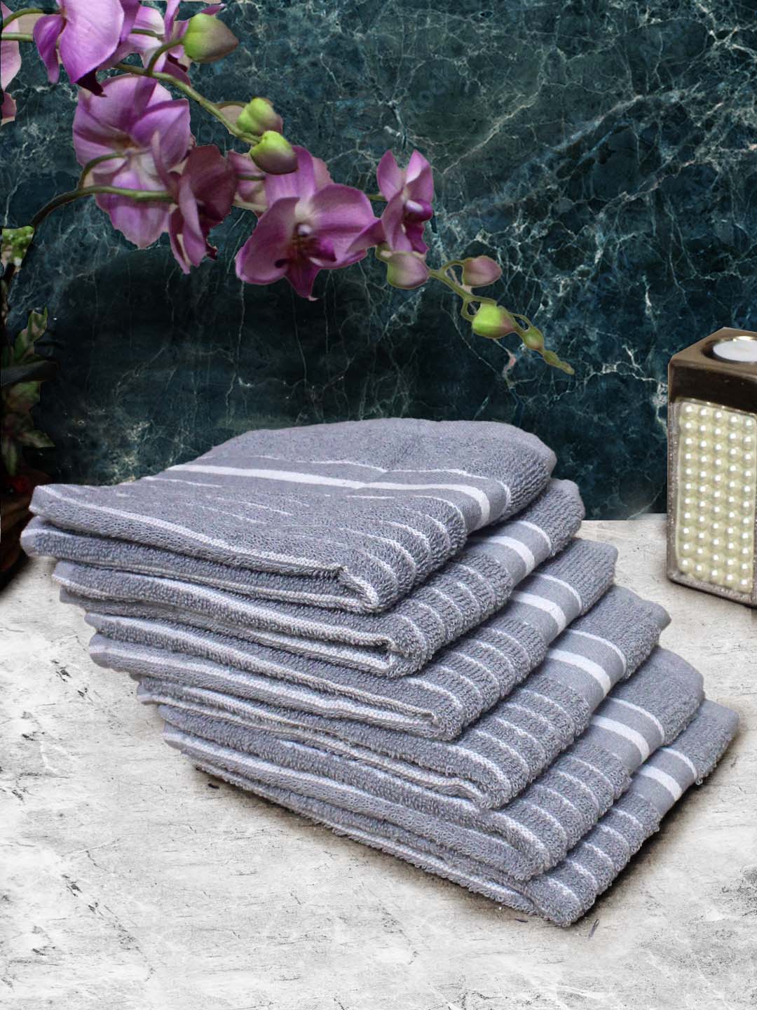 Grey Cotton Soft Hand Towel (Pack of 6) by Athom Living - Athom Living