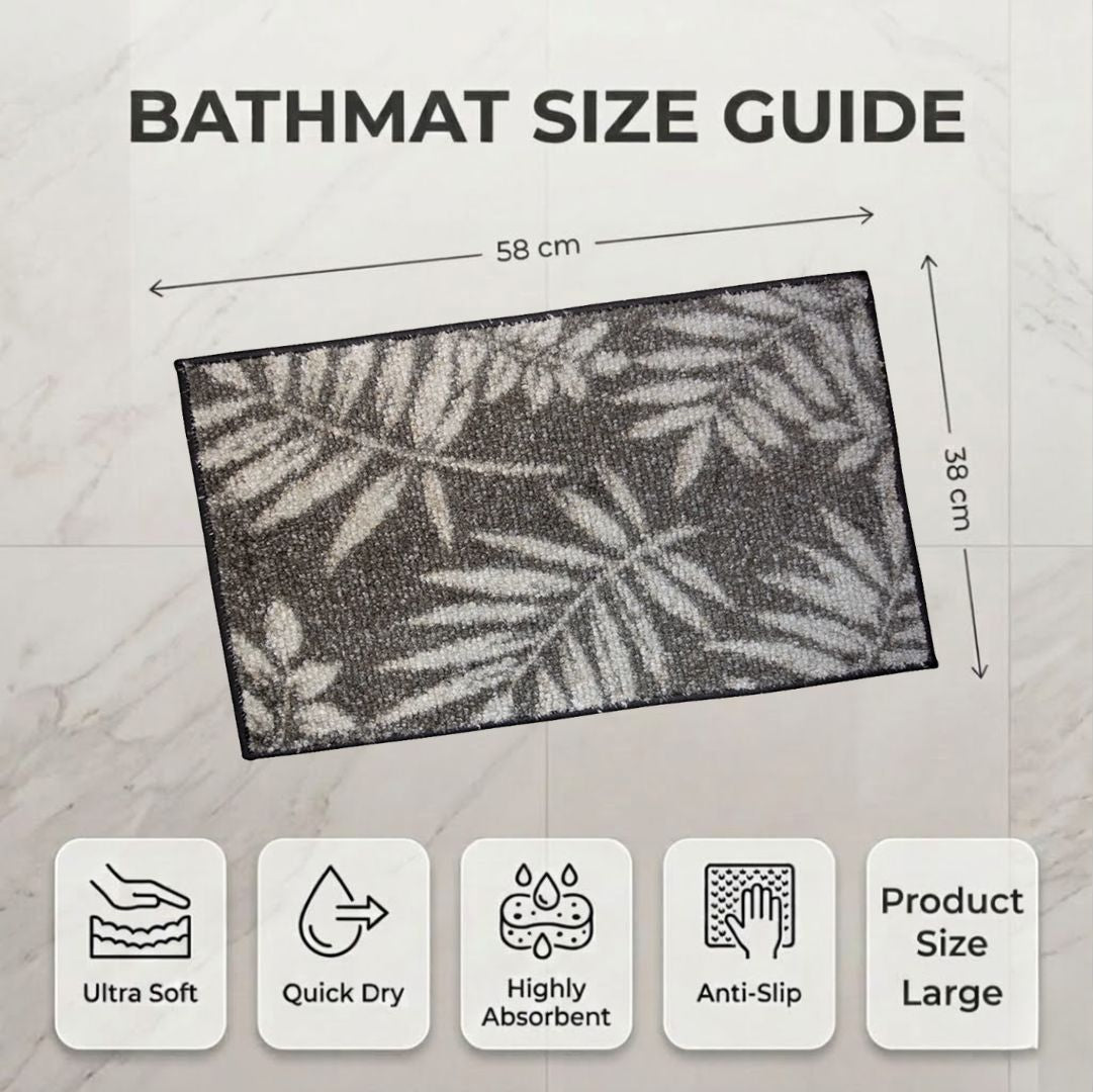 Grey Micro Soft Anti - Slip Designer Bath Mat by Athom Living - Athom Living