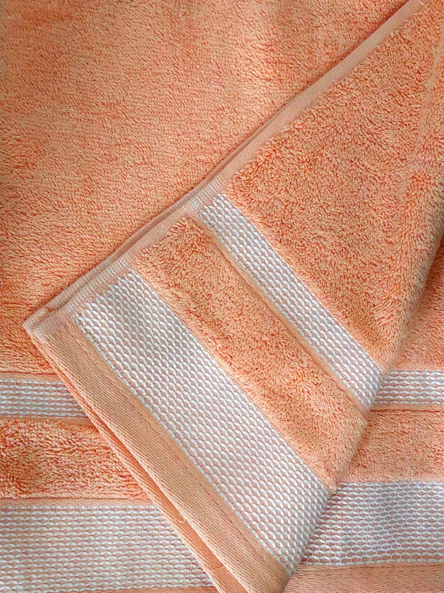 Grey & Orange Premium Cotton Bath Towel (Pack of 2) by Athom Living - Athom Living