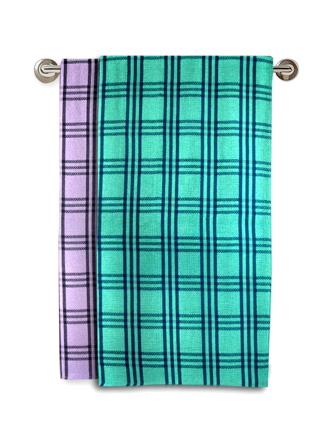 Lavender & Green Premium Waffle Cotton Bath Towel (Pack of 2) by Athom Living - Athom Living