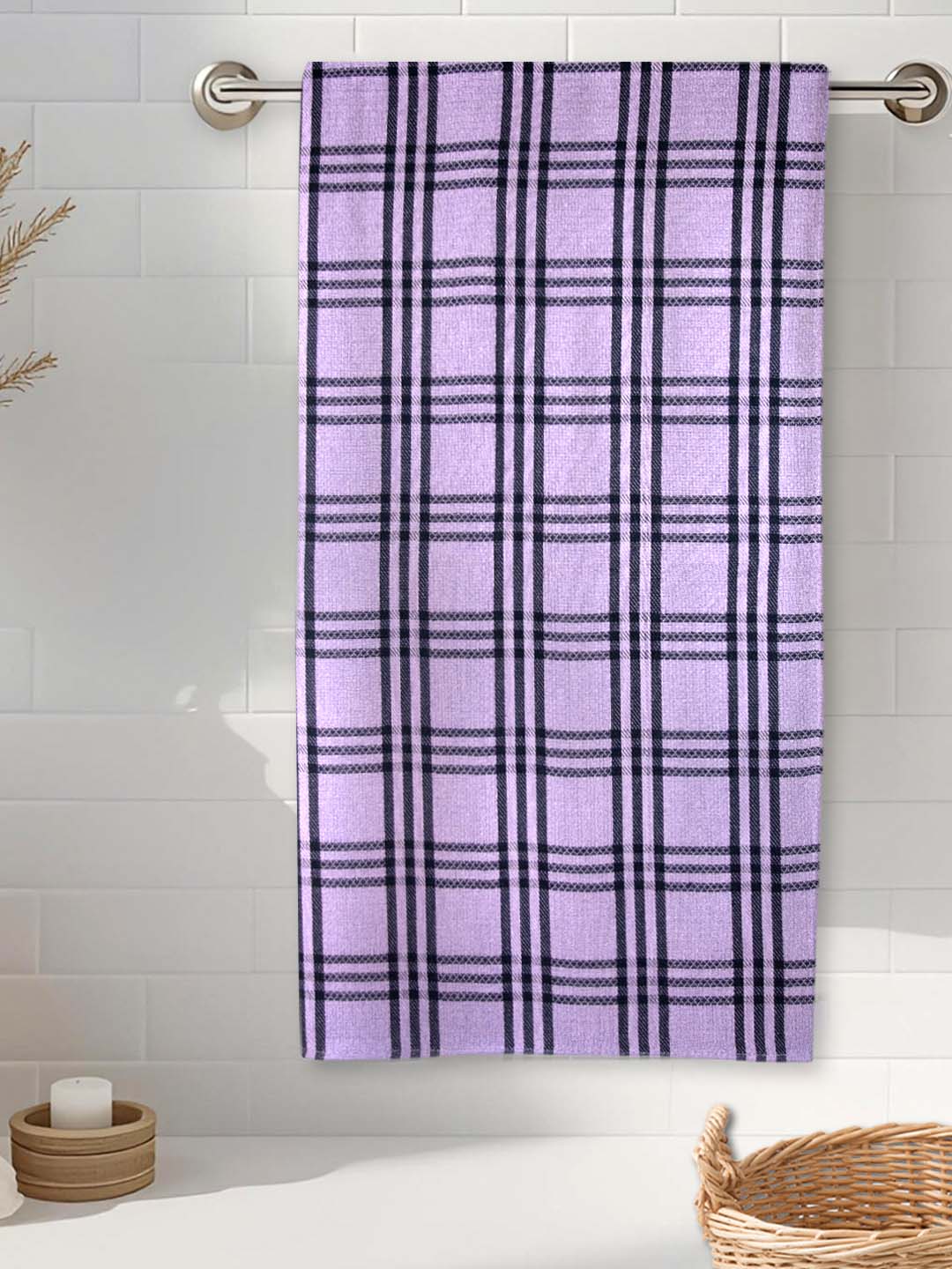 Lavender Premium Waffle Cotton Bath Towel (Pack of 2) by Athom Living - Athom Living