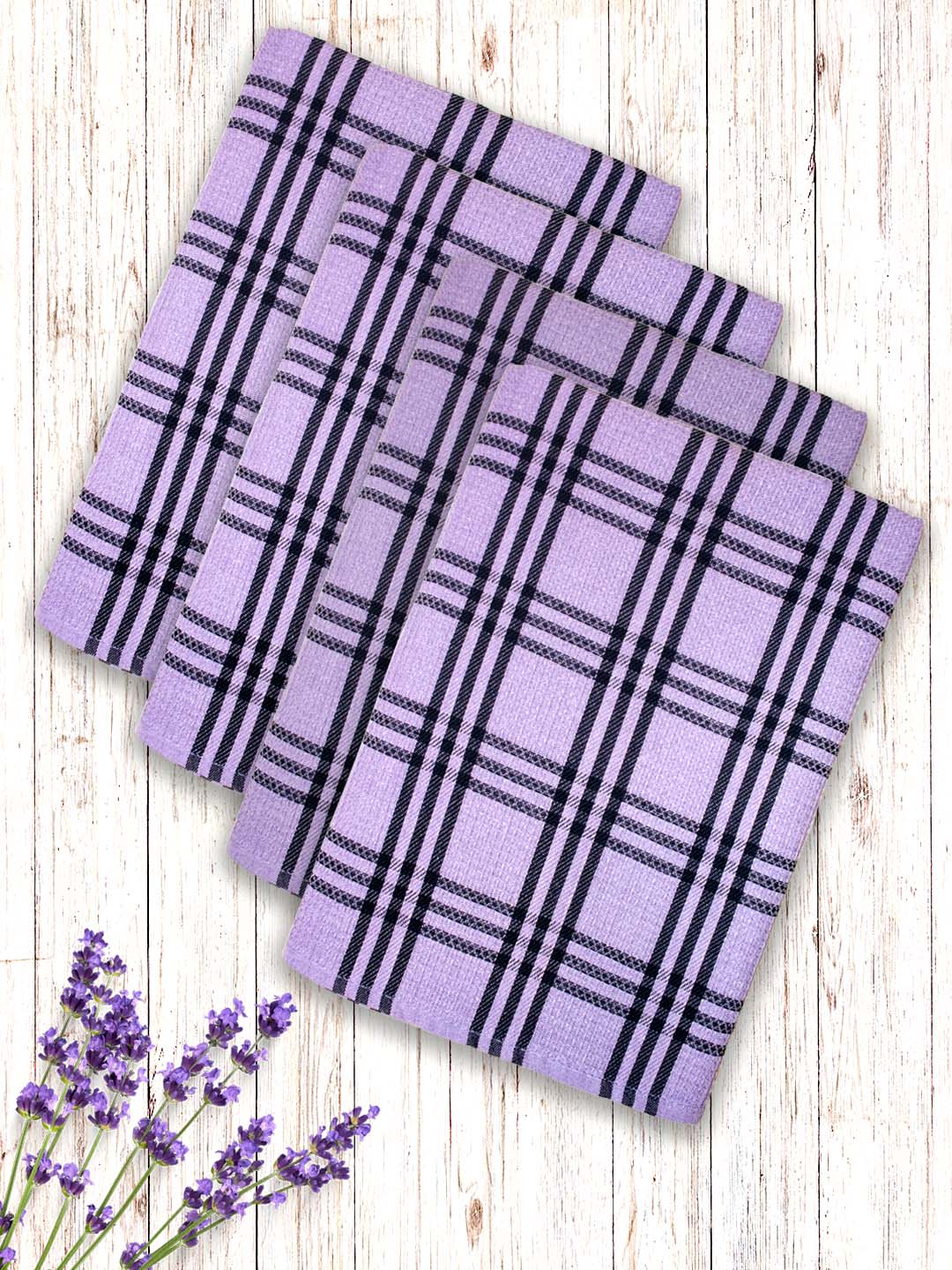 Lavender Premium Waffle Cotton Bath Towel (Pack of 4) by Athom Living - Athom Living