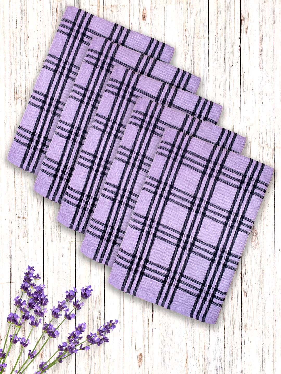 Lavender Premium Waffle Cotton Bath Towel (Pack of 5) by Athom Living - Athom Living