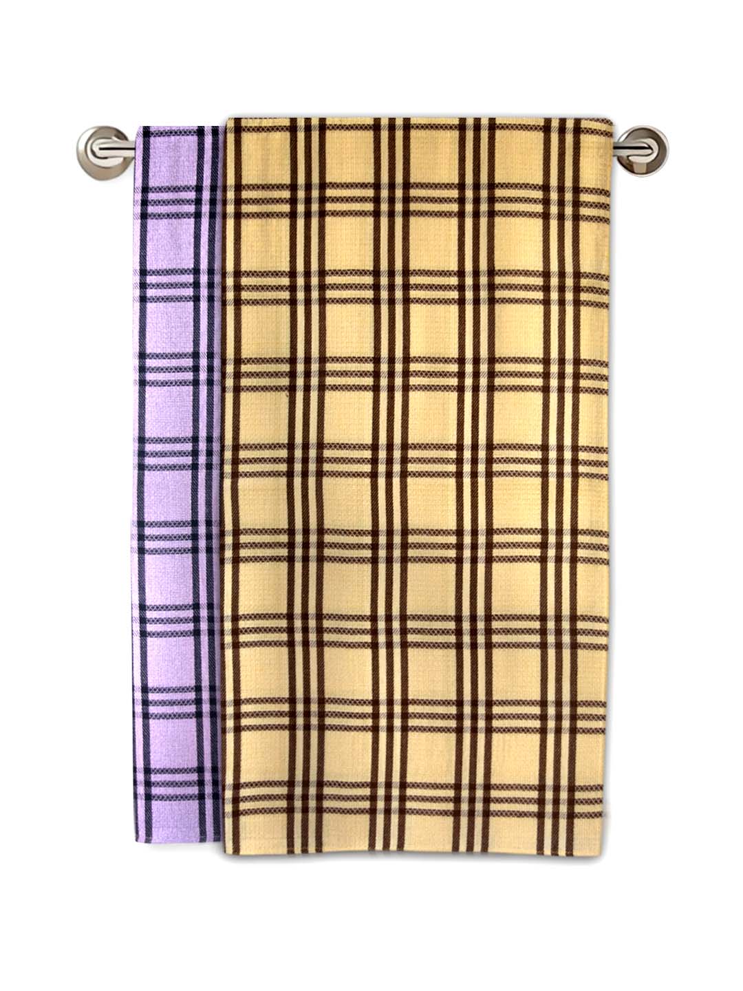 Lavender & Yellow Premium Waffle Cotton Bath Towel (Pack of 2) by Athom Living - Athom Living