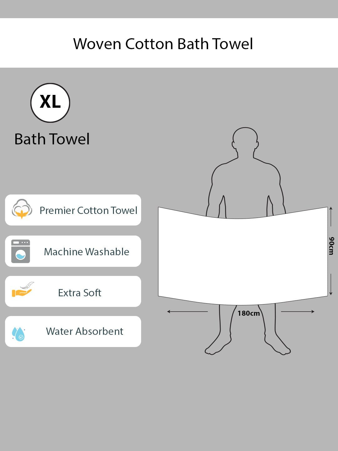 Light Beige Xtra Large Premium Cotton Bath Towel (Pack of 2) by Athom Living - Athom Living