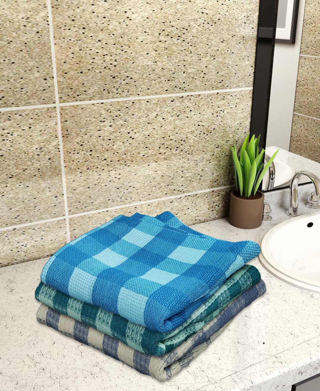 Light weight Premium Cotton Bath Towel Combo - Pack of 3 by Athom Living - Athom Living