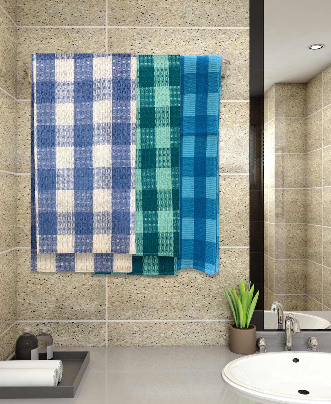 Light weight Premium Cotton Bath Towel Combo - Pack of 3 by Athom Living - Athom Living