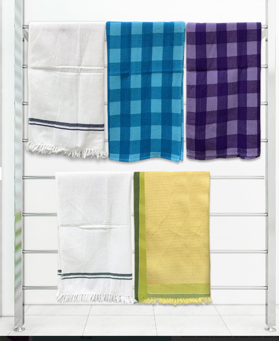 Light Weight Premium Cotton Bath Towel Multi - Design (Pack of 5) by Athom Living - Athom Living