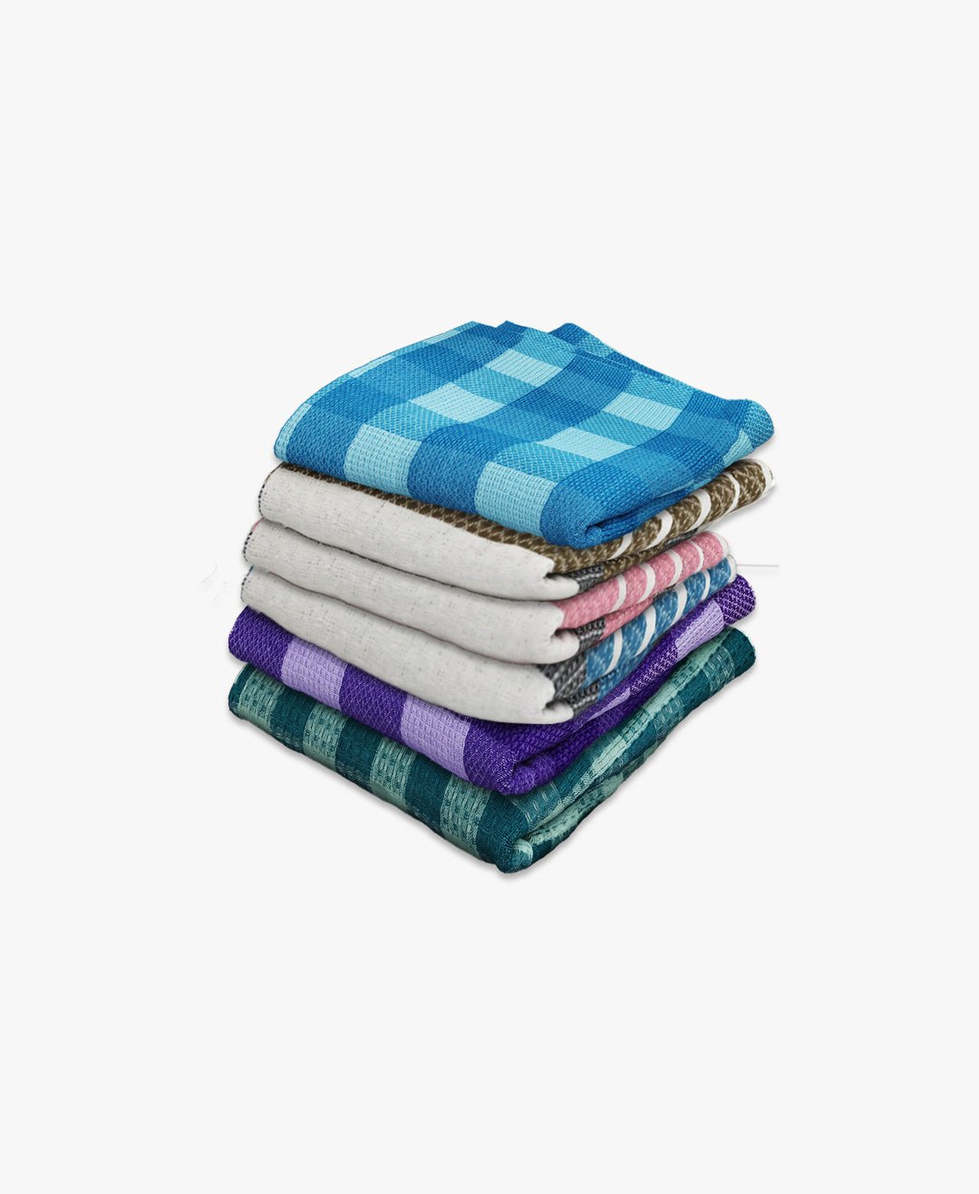 Light Weight Premium Cotton Bath Towel Multi - Design (Pack of 6) by Athom Living - Athom Living