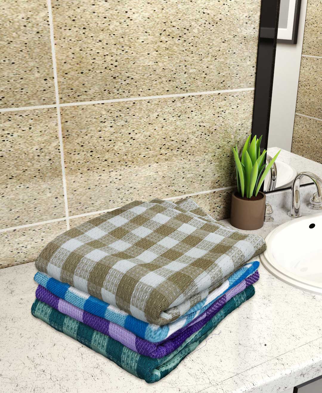 Light weight Premium Cotton Bath Towel Multicolors (Pack of 4) by Athom Living - Athom Living