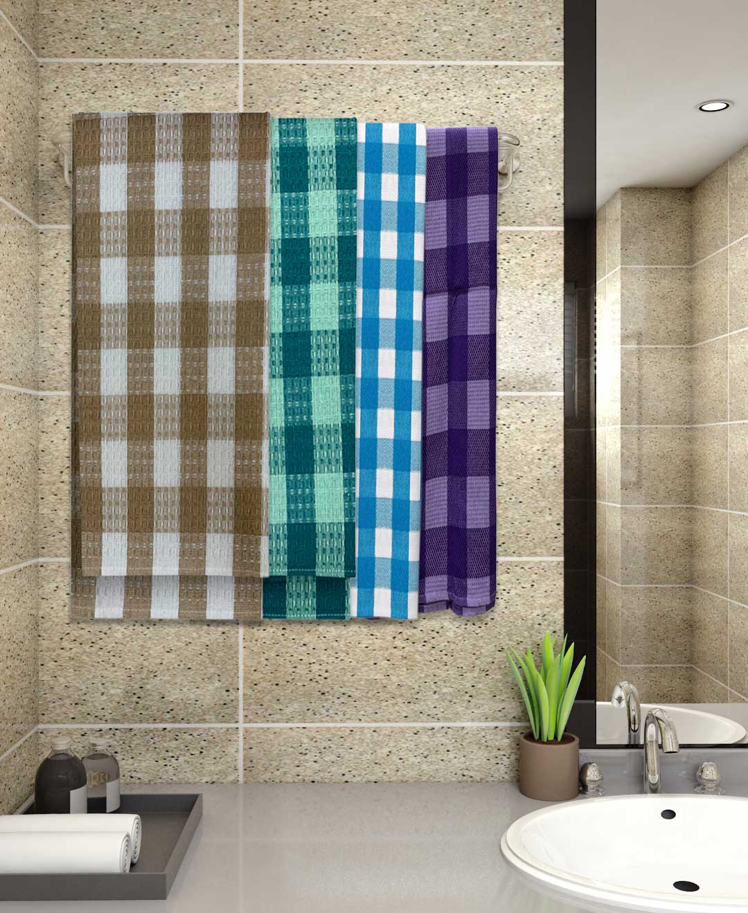 Light weight Premium Cotton Bath Towel Multicolors (Pack of 4) by Athom Living - Athom Living
