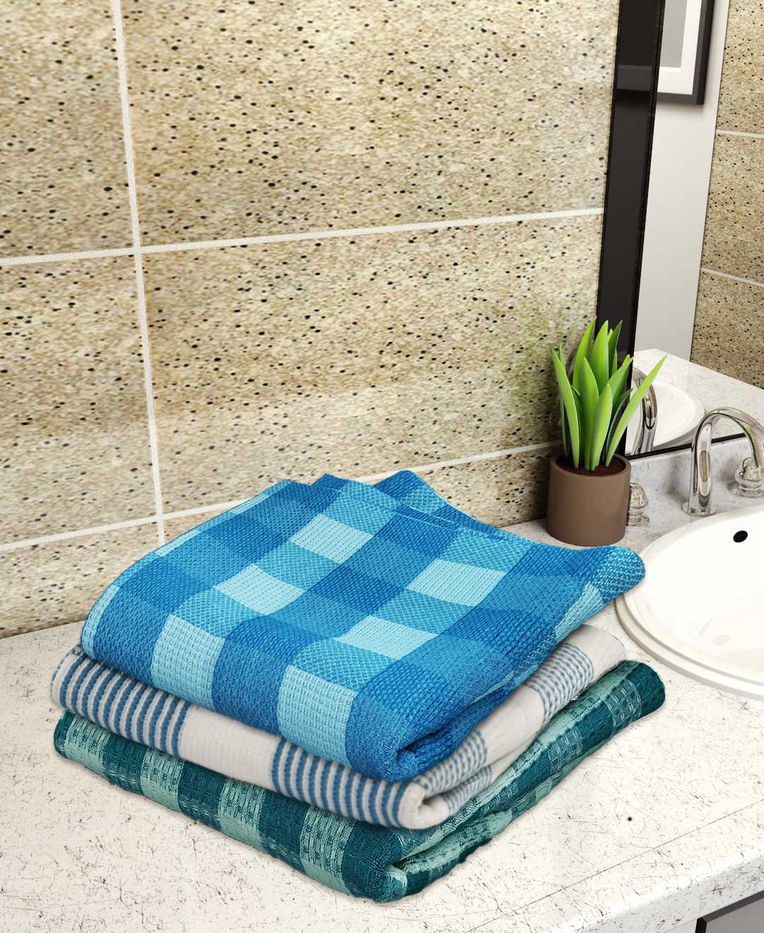 Light Weight Premium Cotton Bath Towel (Pack of 3) by Athom Living - Athom Living