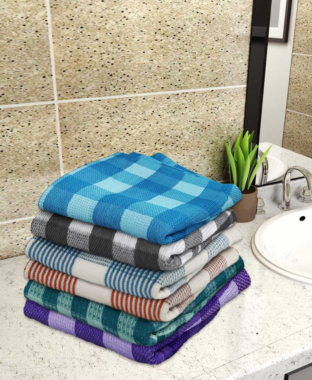 Light weight Premium Cotton Bath Towel (Pack of 6) by Athom Living - Athom Living