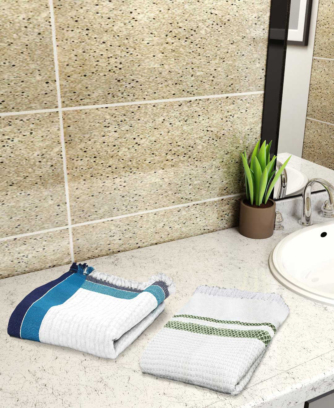 Light Weight White Premium Cotton Bath Towel (Pack of 2) by Athom Living - Athom Living