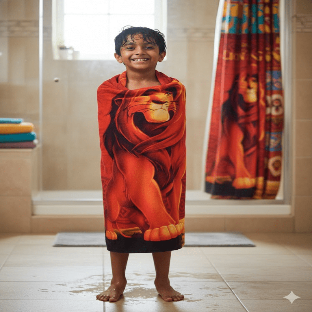 Lion King Kids Bath Towel and Kids Runner Carpet Combo - Pack of 2 by Athom Living - Athom Living