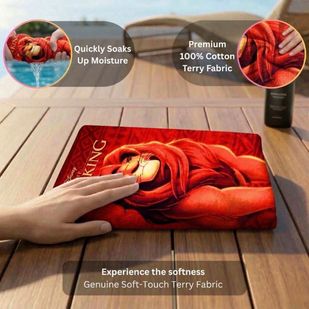 Lion King Kids Bath Towel, Super Absorbency & Attractive Print by Athom Living - Athom Living