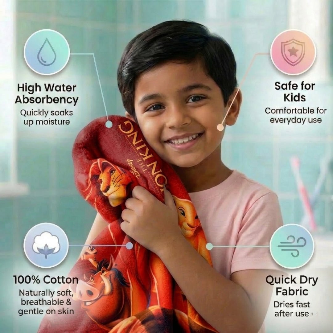 Lion King Kids Bath Towel with Super Absorbency & Attractive Print by Athom Living - Athom Living