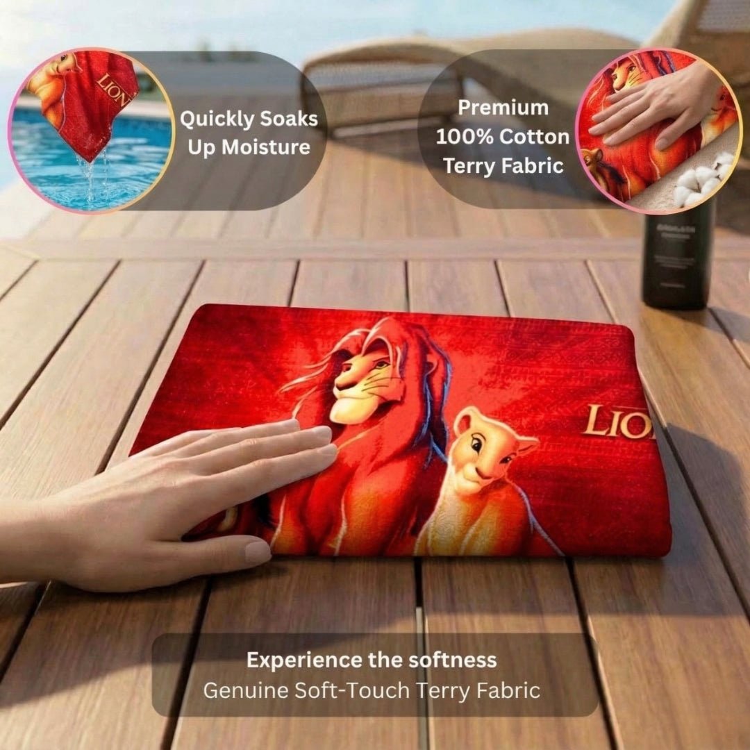 Lion King Kids Bath Towel with Super Absorbency & Attractive Print by Athom Living - Athom Living