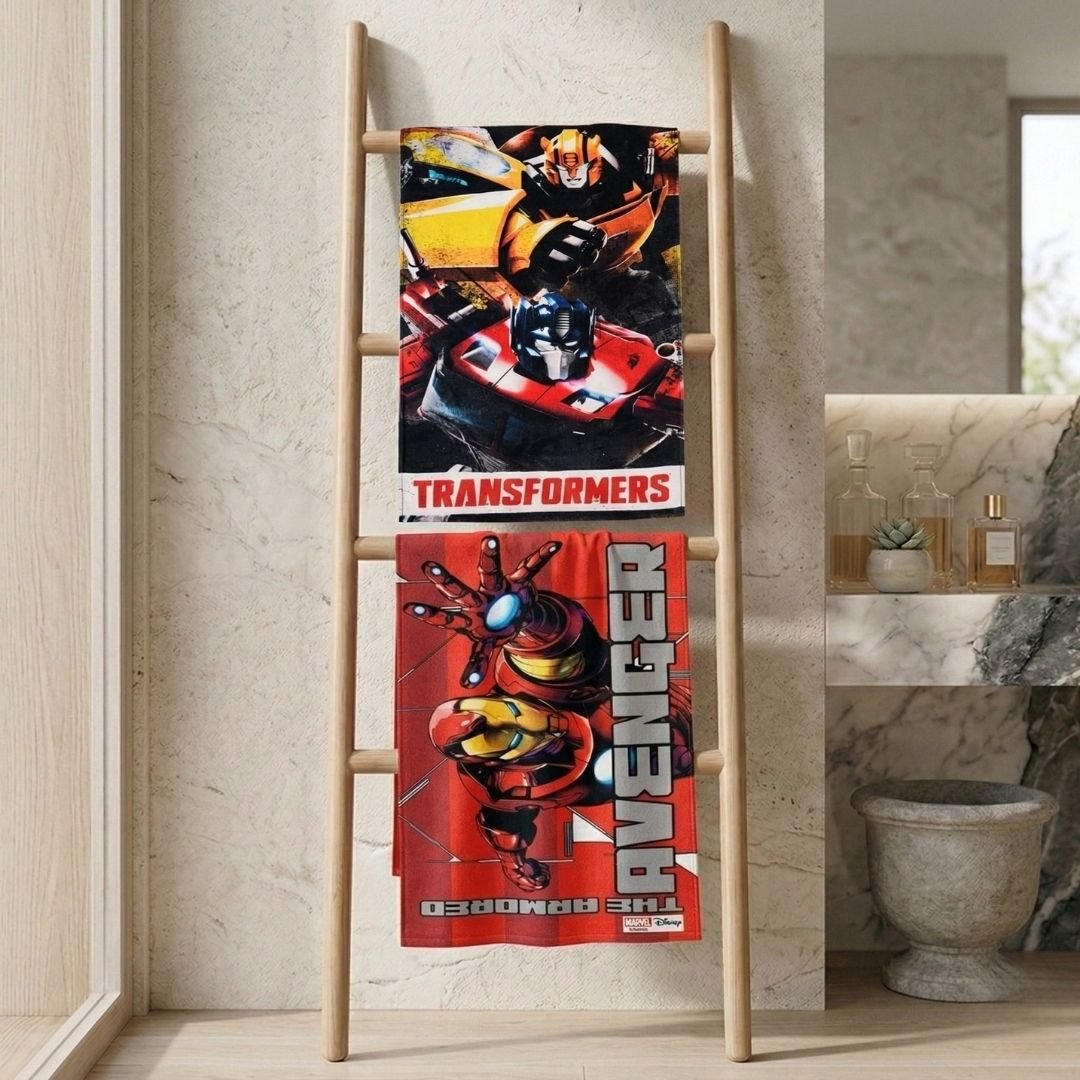 Marvel "Avenger" & "Transformers" Kids Bath Towel Combo - Pack of 2 by Athom Living - Athom Living