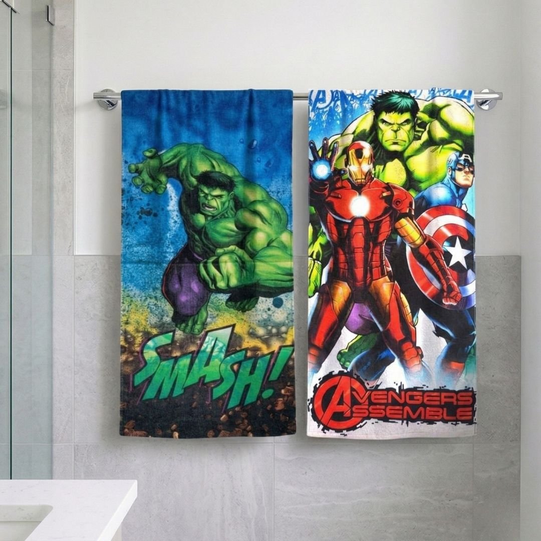 Marvel "Avengers-Assemble for Action" Kids Bath Towel Combo-Pack of 2 by Athom Living - Athom Living