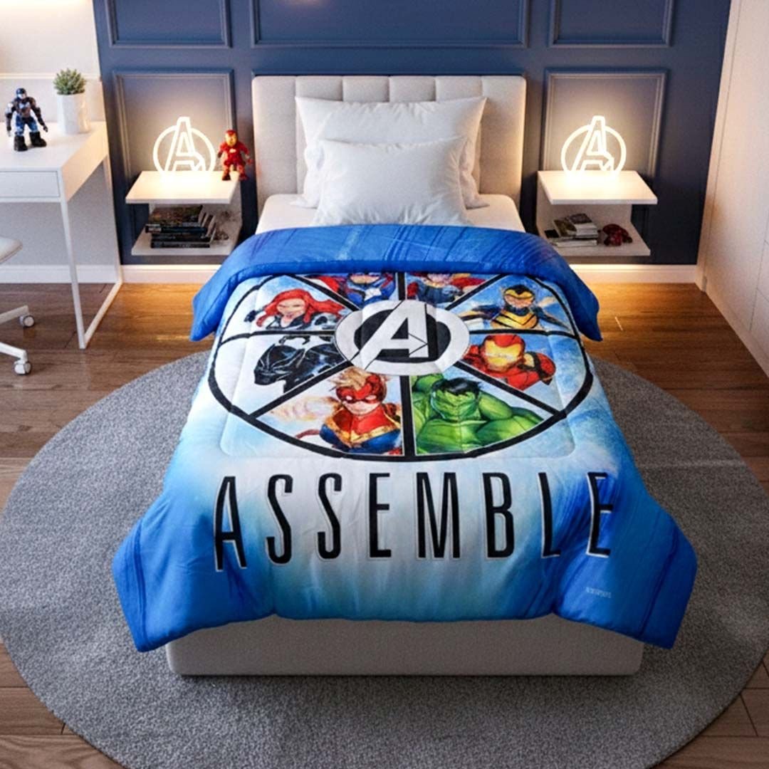 Marvel Avengers "Assemble" Kids Comforter – Single – Cozy & Vibrant Bedding by Athom Living - Athom Living