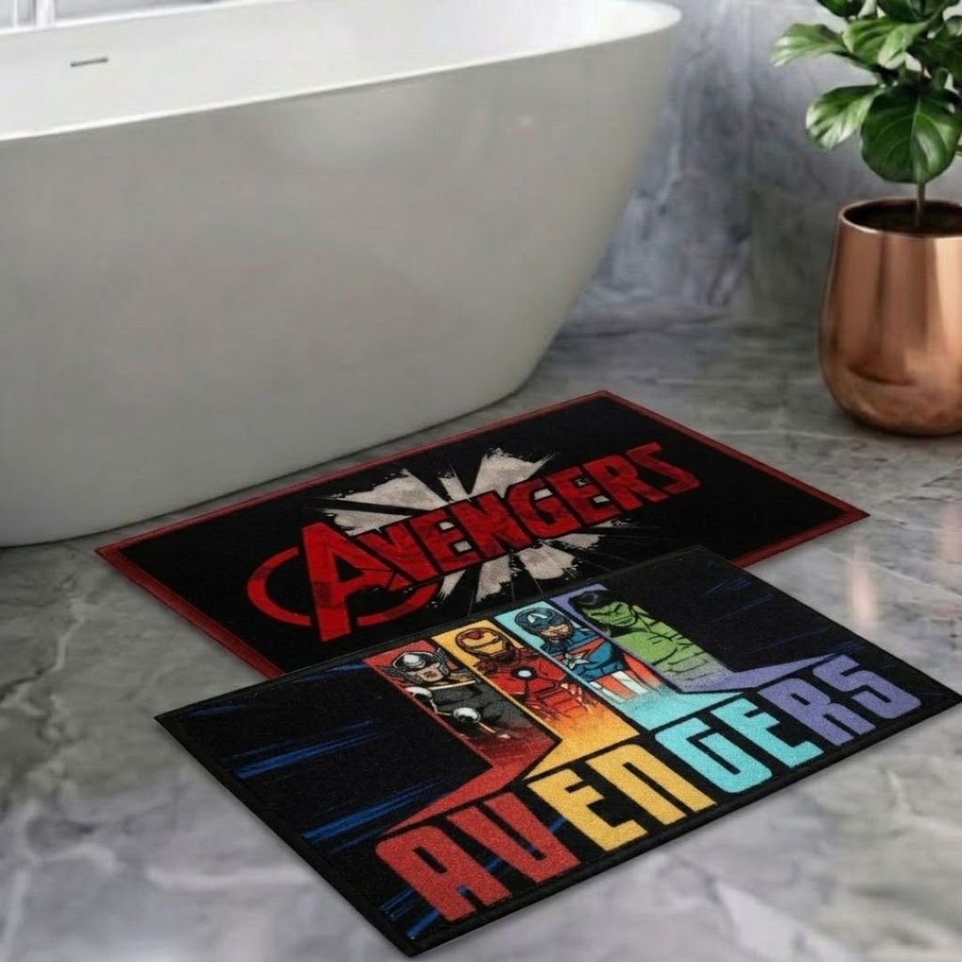 Marvel Avengers & Avenger Red Character Kids Bathmat Combo - Pack of 2 by Athom Living - Athom Living