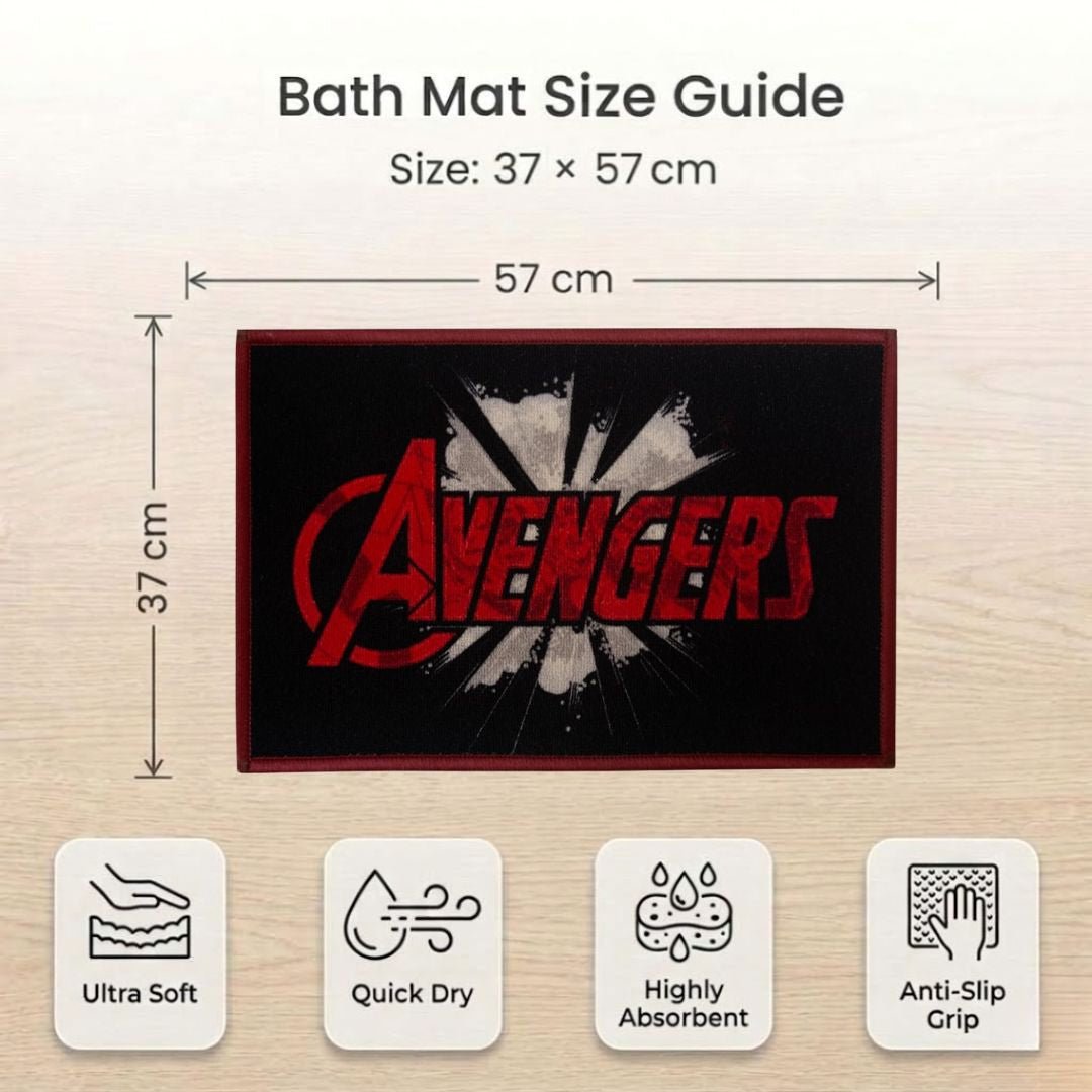 Marvel Avengers & Avenger Red Character Kids Bathmat Combo - Pack of 2 by Athom Living - Athom Living