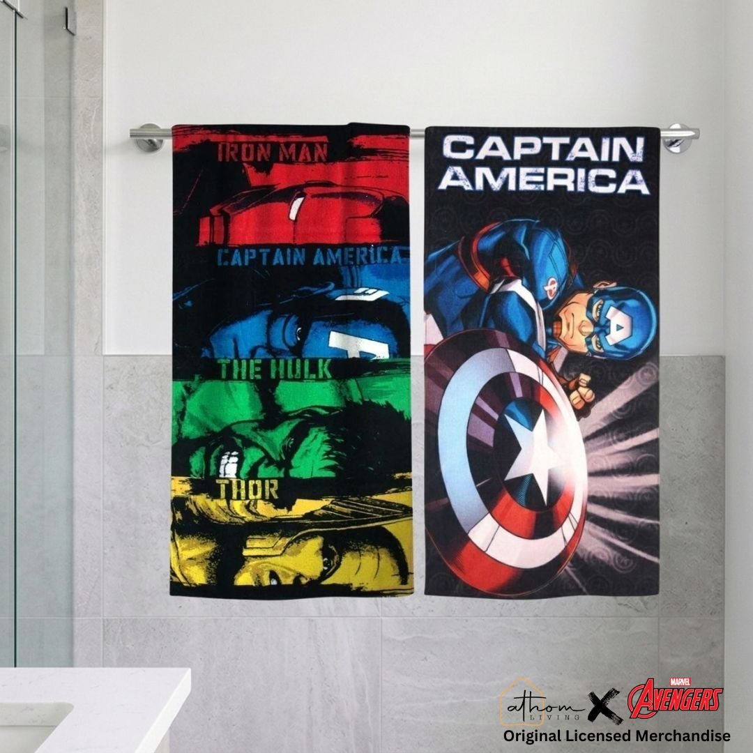Marvel "Avengers & Captain America" Kids Bath Towel Combo - Pack of 2 by Athom Living - Athom Living