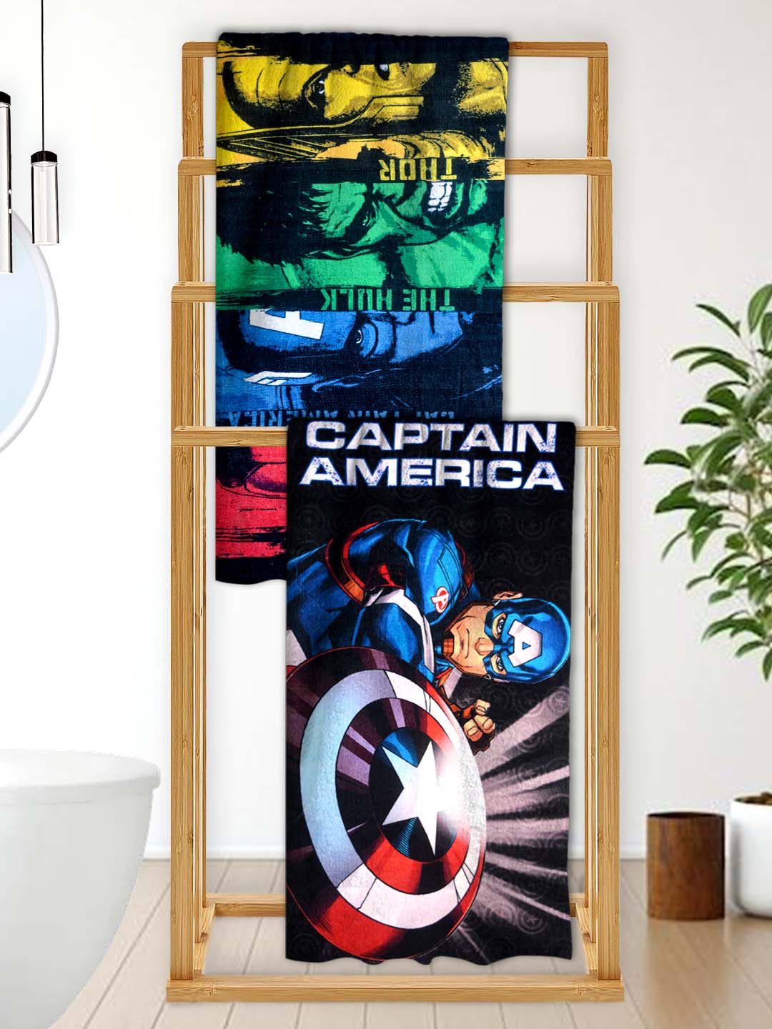 Marvel "Avengers & Captain America" Kids Bath Towel Combo - Pack of 2 by Athom Living - Athom Living