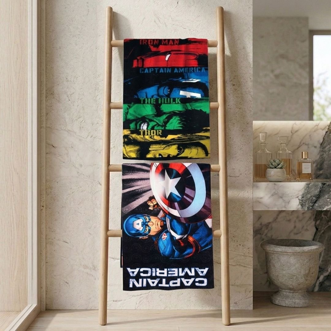 Marvel "Avengers & Captain America" Kids Bath Towel Combo - Pack of 2 by Athom Living - Athom Living
