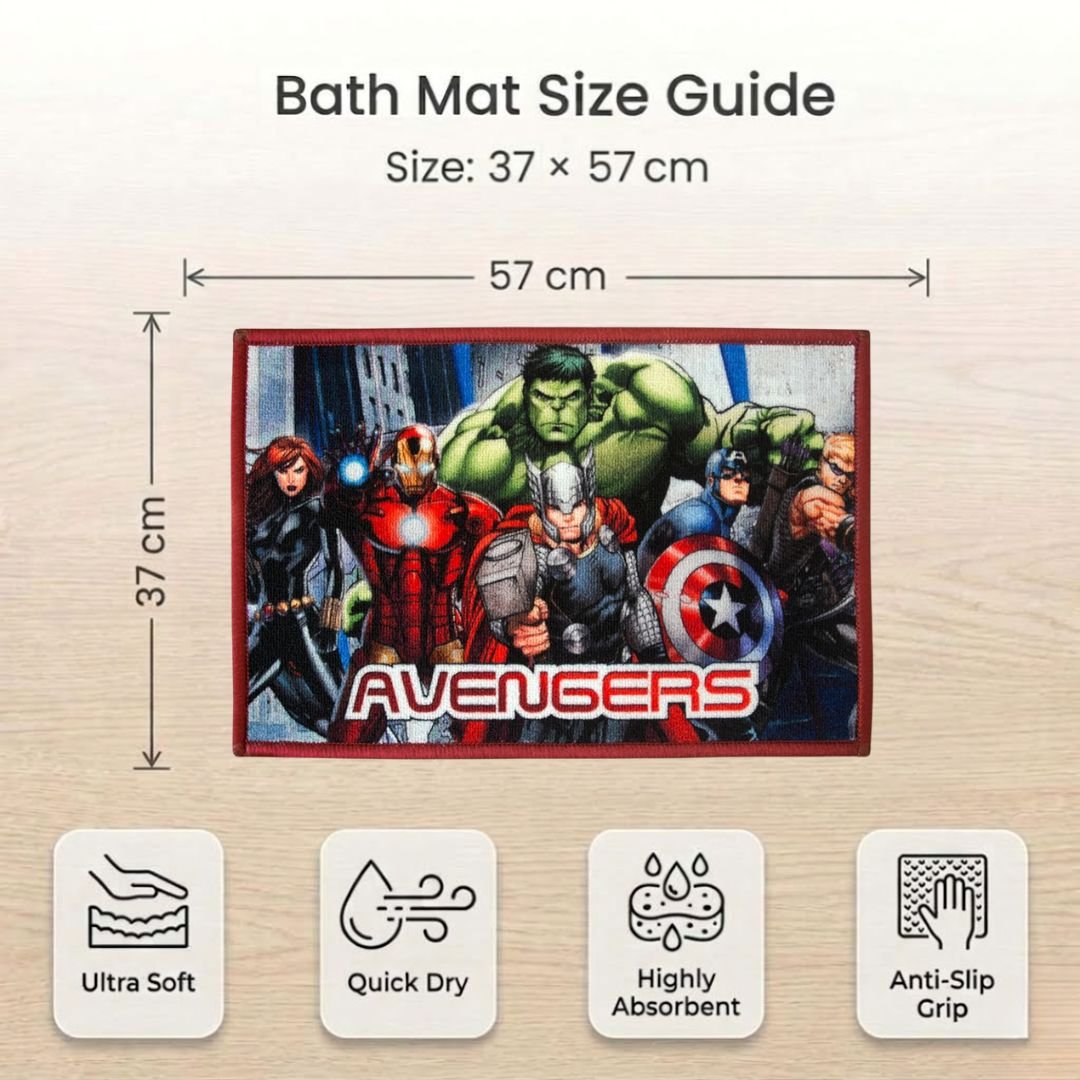 Marvel Avengers "Earth’s Mightiest Heroes" Anti - Skid Kids Bathmats by Athom Living - Athom Living