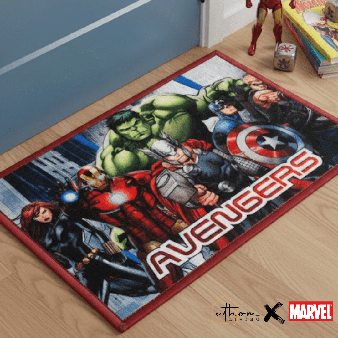 Marvel Avengers "Earth’s Mightiest Heroes" Anti - Skid Kids Doormat by Athom Living - Athom Living