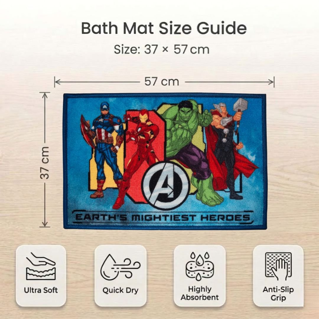 Marvel Avengers "Earth's Mightiest Heroes" Anti - Slip Kids Bathmat by Athom Living - Athom Living