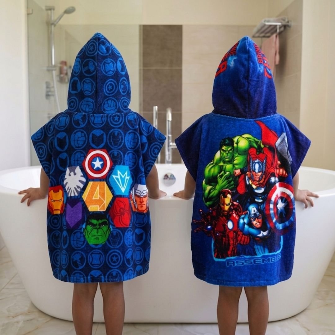 Marvel Avengers Hooded Poncho Kids Towel Combo Pack of 2 by Athom Living - Athom Living