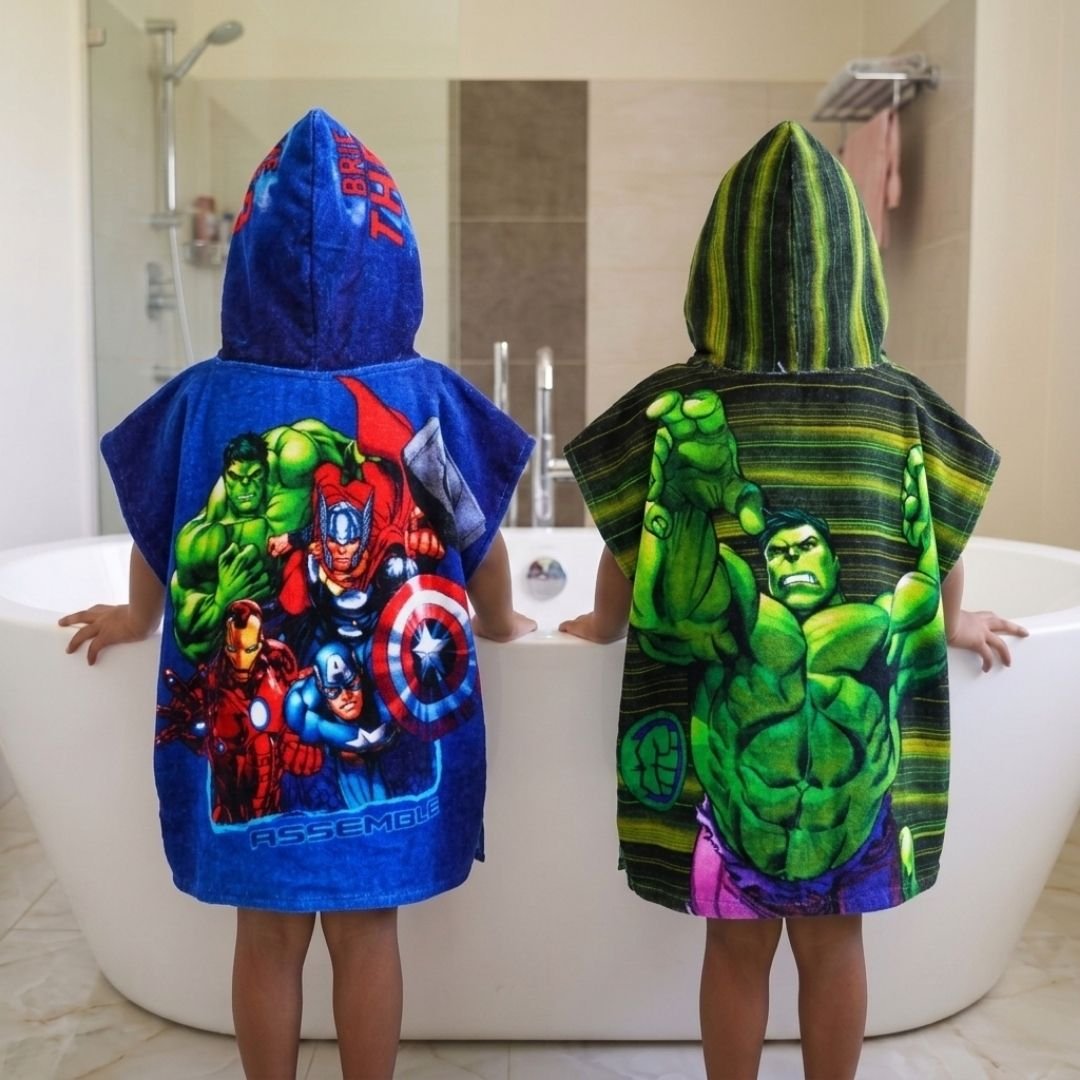 Marvel Avengers & Hulk Hooded Poncho Kids Towel Combo Pack of 2 by Athom Living - Athom Living