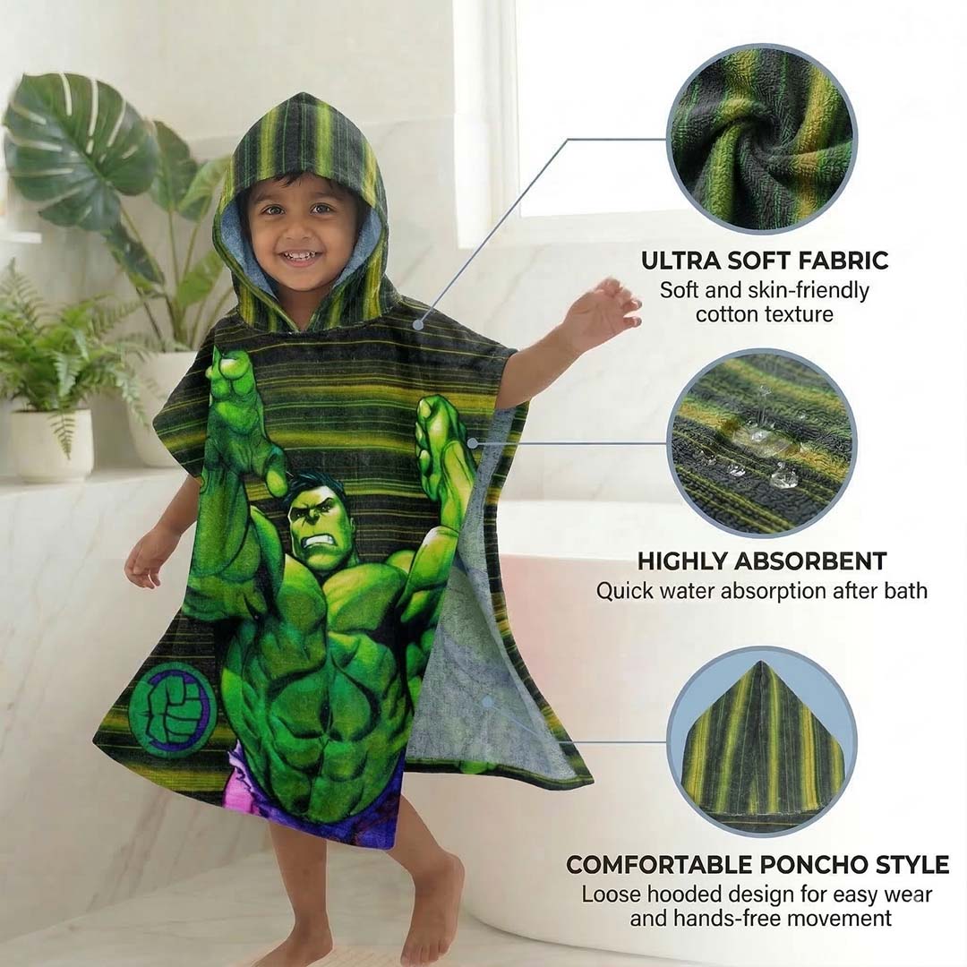 Marvel 'Avengers - Hulk' Kids Hooded Towel and Kids Bath Towel Combo by Athom Living - Athom Living
