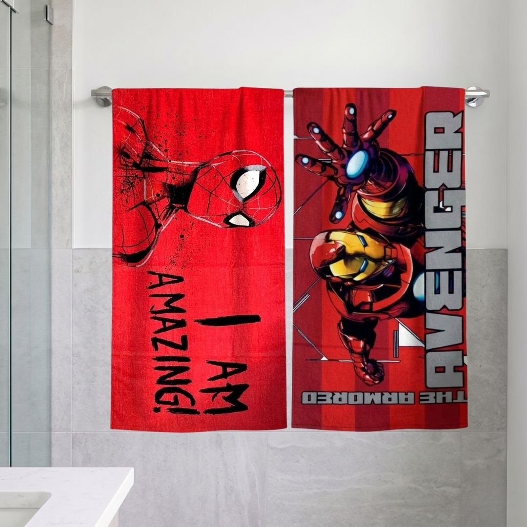 Marvel "Avengers & I Am Amazing Spiderman" Kids Bath Towel Combo - Pack of 2 by Athom Living - Athom Living