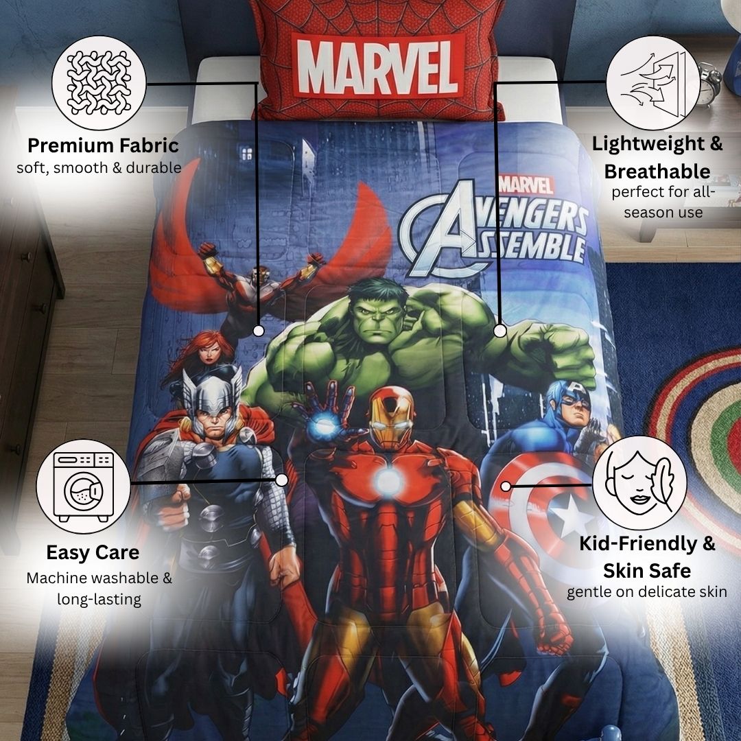 Marvel Avengers Kids AC Comforter – Cozy Hero Dreams – Single – by Athom Living - Athom Living