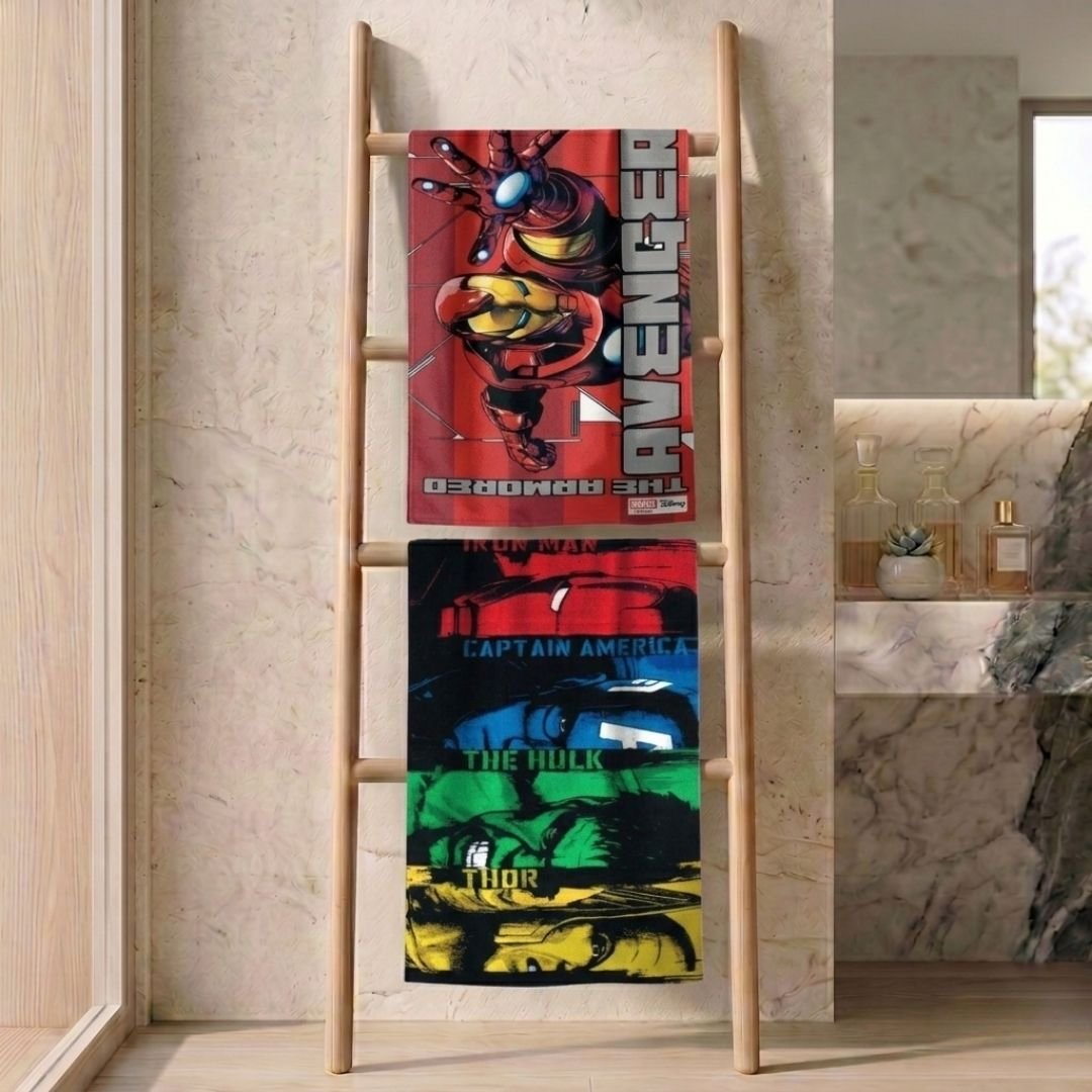 Marvel Avengers Kids Bath Towel Pack of 2 – Captain America, Hulk, Thor by Athom Living - Athom Living