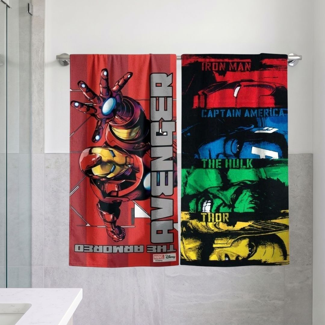 Marvel Avengers Kids Bath Towel Pack of 2 – Captain America, Hulk, Thor by Athom Living - Athom Living