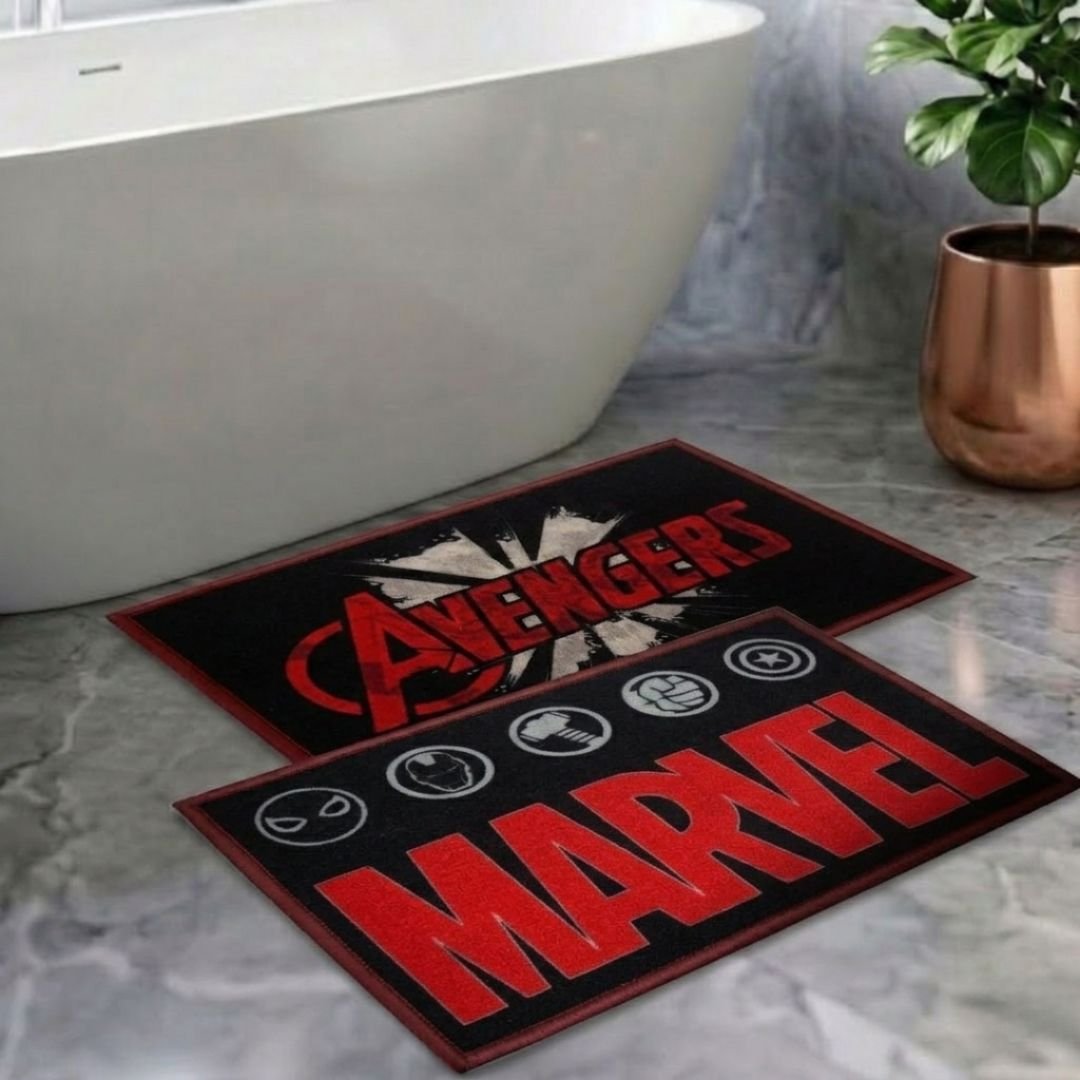 Marvel & Avengers Kids Bathmat Combo - Set of 2 by Athom Living - Athom Living
