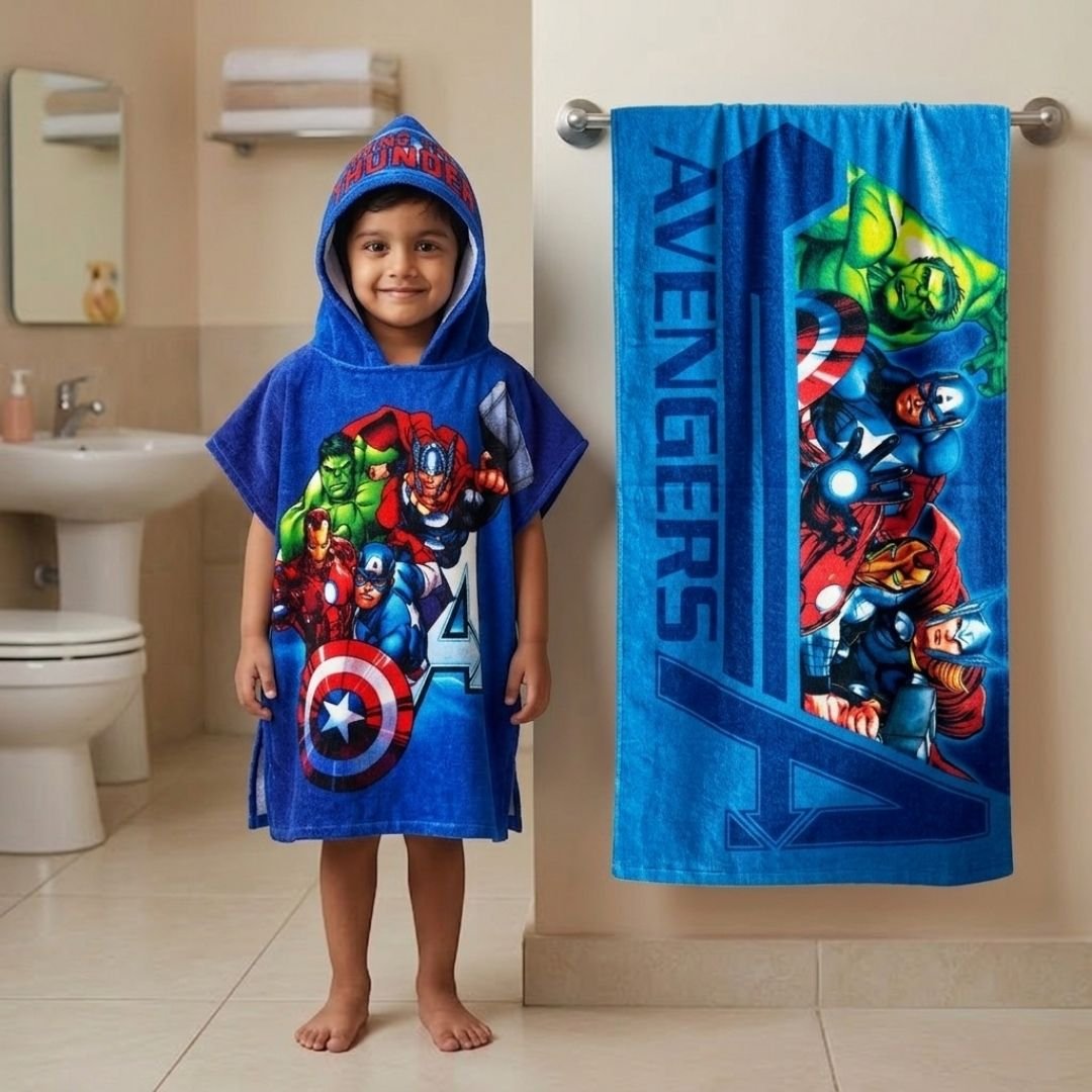 Marvel 'Avengers' Kids Hooded Towel and Bath Towel Combo by Athom Living - Athom Living
