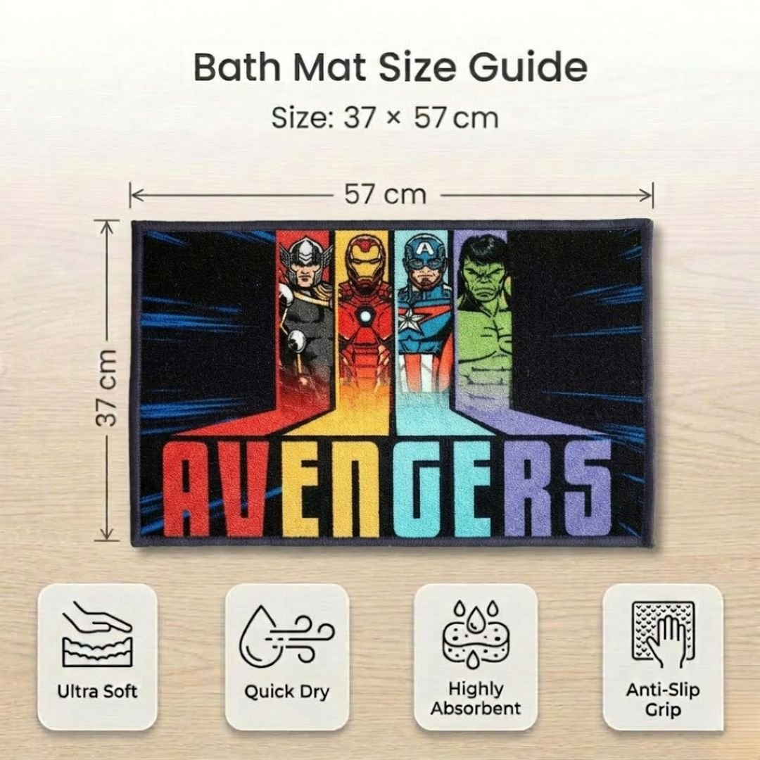 Marvel Avengers "Power in Every Hero" Anti - Slip Kids Bathmat by Athom Living - Athom Living