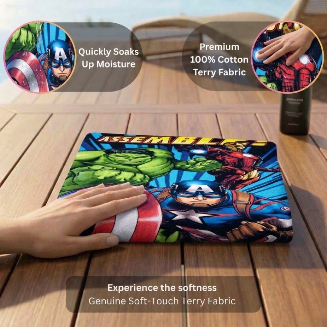Marvel Avengers "Power Up Assemble!" Kids Cotton Bath Towel by Athom Living - Athom Living